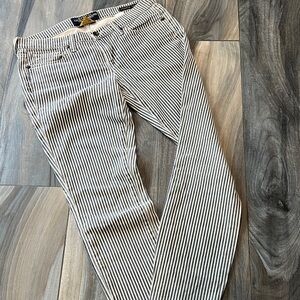 Lucky Charlie skinny navy striped low rise jeans